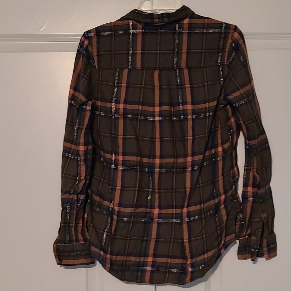 𝅺EXPRESS Plaid Boyfriend Button Down Shirt, size X-small - Picture 4 of 5